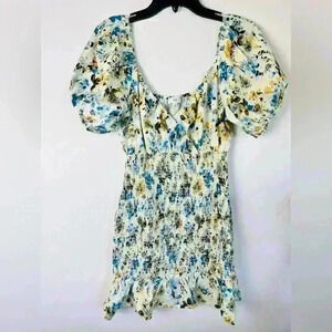 NSR Puff Sleeve Smocked Minidress